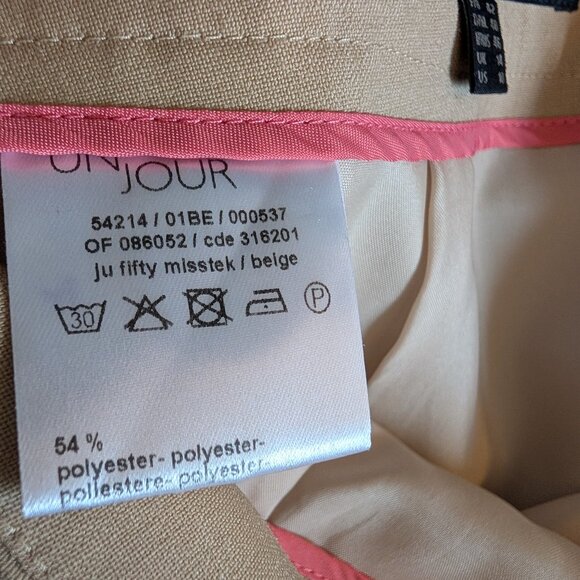 UN JOUR AILLEURS Paris Wool Blend Beige Pencil Skirt Size 10 Office - Picture 10 of 11